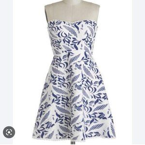 ModCloth Color, Texture, Flatter Mini Dress in Navy Blue and White - Size M